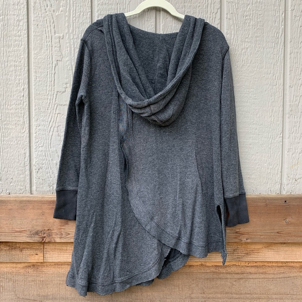 Free People charcoal gray asymmetrical layered long hoodie tunic sweatshirt - Picture 2 of 13